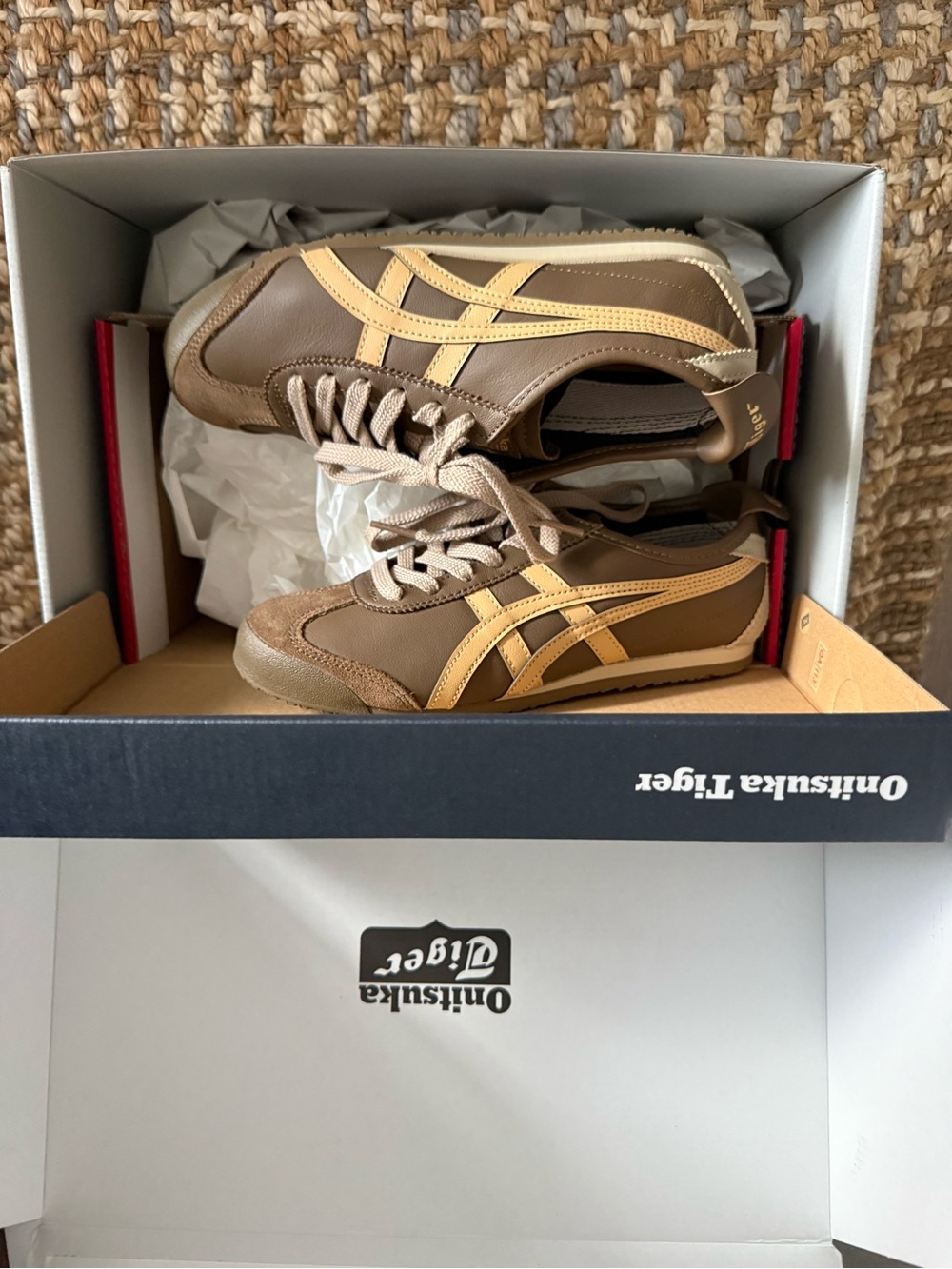 Onitsuka Tiger by Asics Men's Brown with Beige Stripe Sneakers